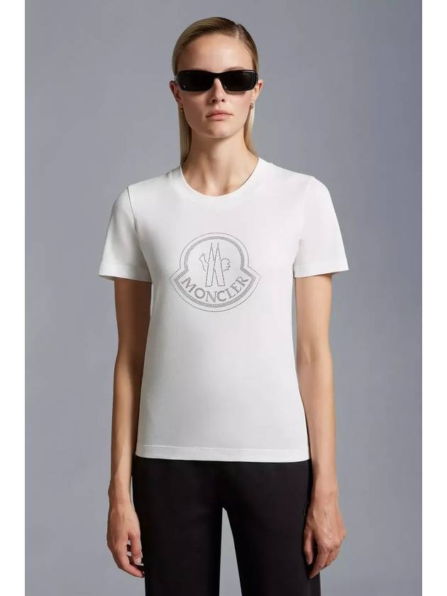 Crystal Logo Short Sleeve T-Shirt White - MONCLER - BALAAN 6