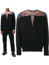 Men's Wings Print Round Sweatshirt Black - MARCELO BURLON - BALAAN 2