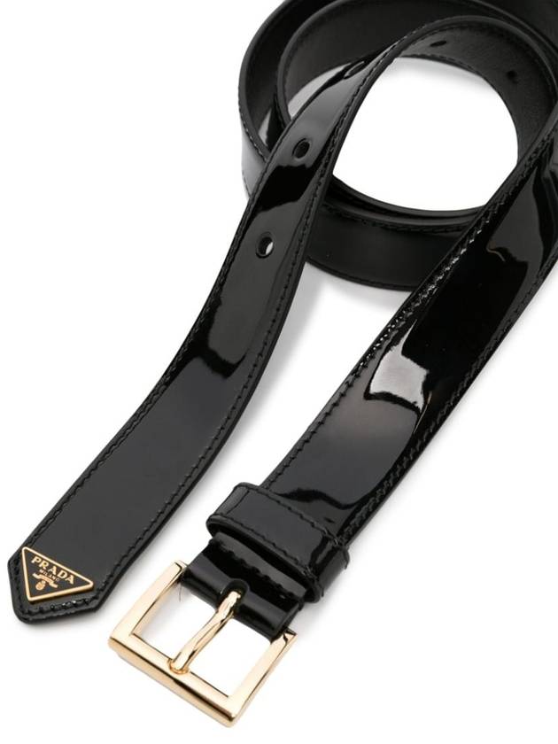 Triangle Logo Patent Leather Belt Black - PRADA - BALAAN 3