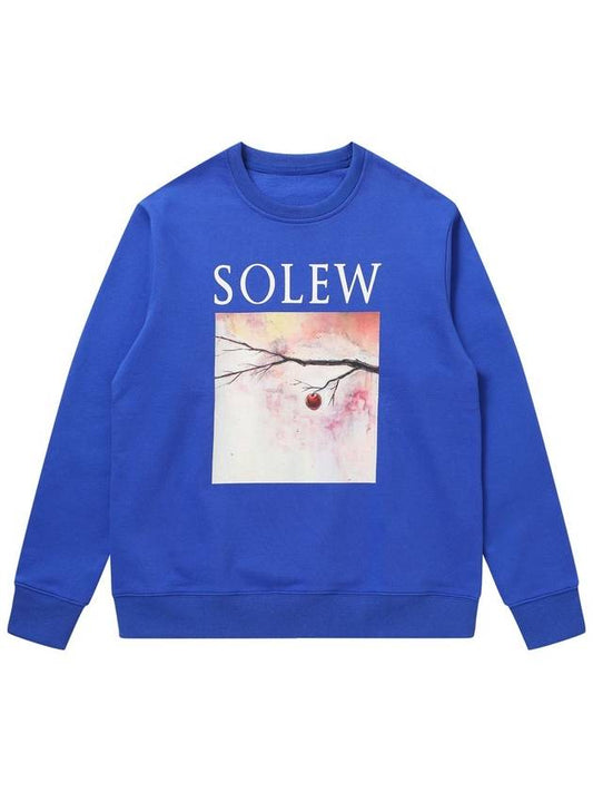 Men's Big Print Loose Fit Sweatshirt Blue SW23AMTS01BL - SOLEW - BALAAN 1