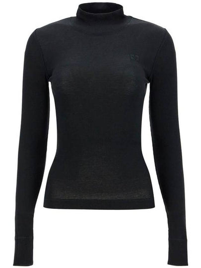 Logo Embroidered Turtleneck Black - GANNI - BALAAN 2