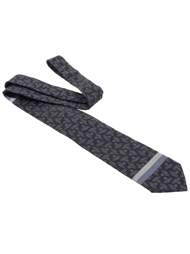 All Over Logo Silk Jacquard Tie Black - VIVIENNE WESTWOOD - BALAAN 4