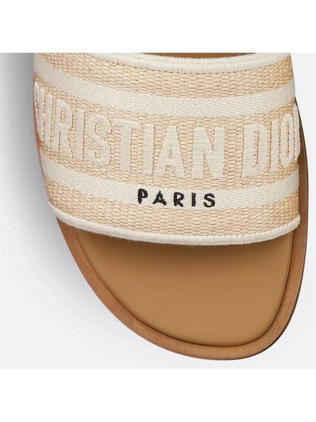 Dway Embroidered Cotton Raffia Slippers Natural White - DIOR - BALAAN 5