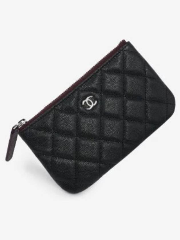 Silver logo grained calfskin clutch bag black - CHANEL - BALAAN 4