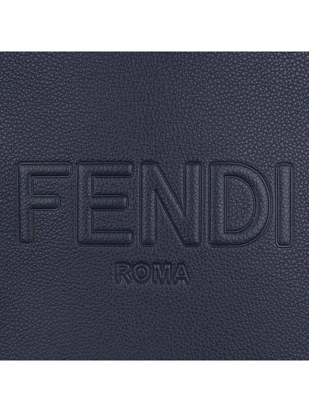 Mini Logo Leather Tote Bag Navy - FENDI - BALAAN 8