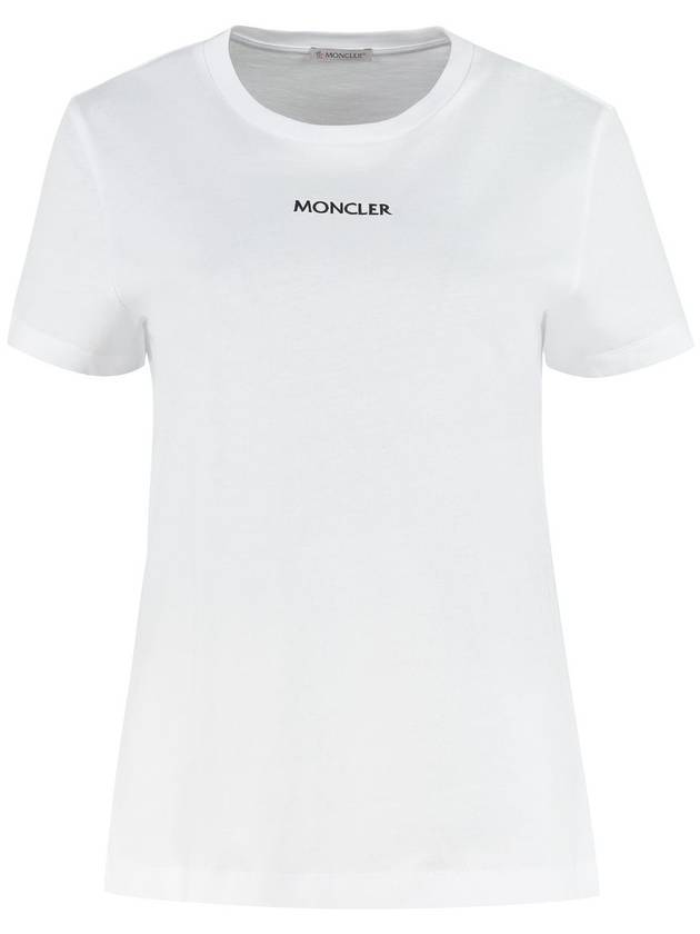 Embroidered Logo Round Short Sleeve T-Shirt White - MONCLER - BALAAN 1