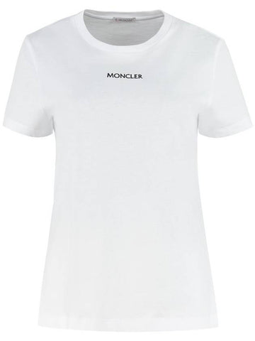 embroidered logo round short sleeve t-shirt white - MONCLER - BALAAN.