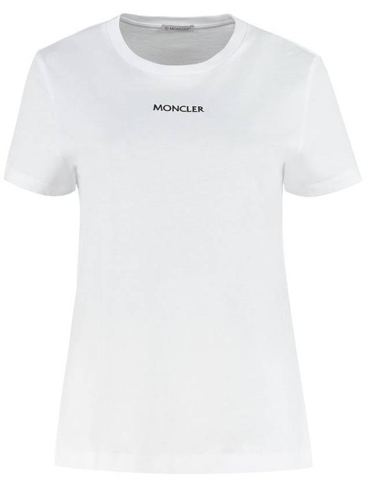 embroidered logo round short sleeve t-shirt white - MONCLER - BALAAN 1