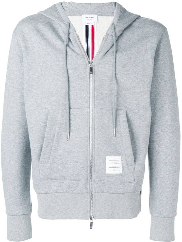 Center Back Stripe Cotton Zip Up Hoodie Light Grey - THOM BROWNE - BALAAN 2