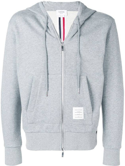 Center Back Stripe Cotton Zip Up Hoodie Light Grey - THOM BROWNE - BALAAN 2