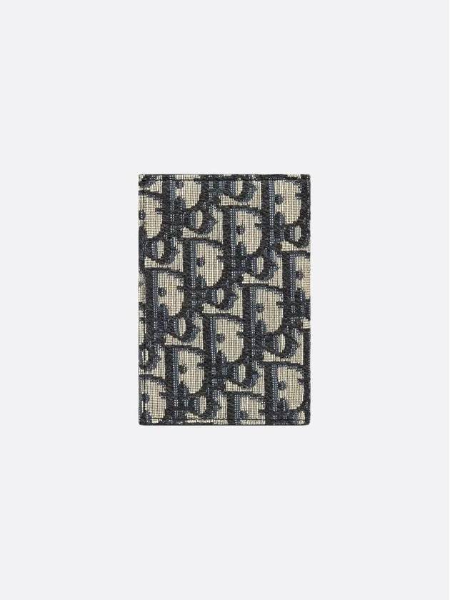 Vertical Half Card Holder Beige And Black  Oblique Jacquard - DIOR - BALAAN 4