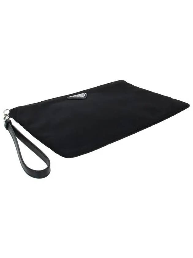 Re-Nylon and Saffiano Leather Clutch Bag Black - PRADA - BALAAN 6