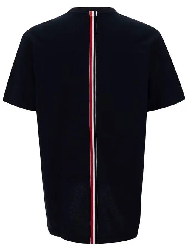 Men's Center Back Striped Short Sleeve T-Shirt Navy - THOM BROWNE - BALAAN 4