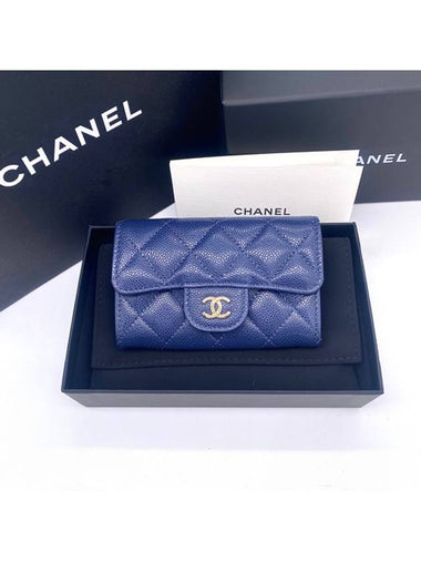 Women s Clutch Classic Card Holder Wallet Caviar Navy Gold AP0214 - CHANEL - BALAAN 1