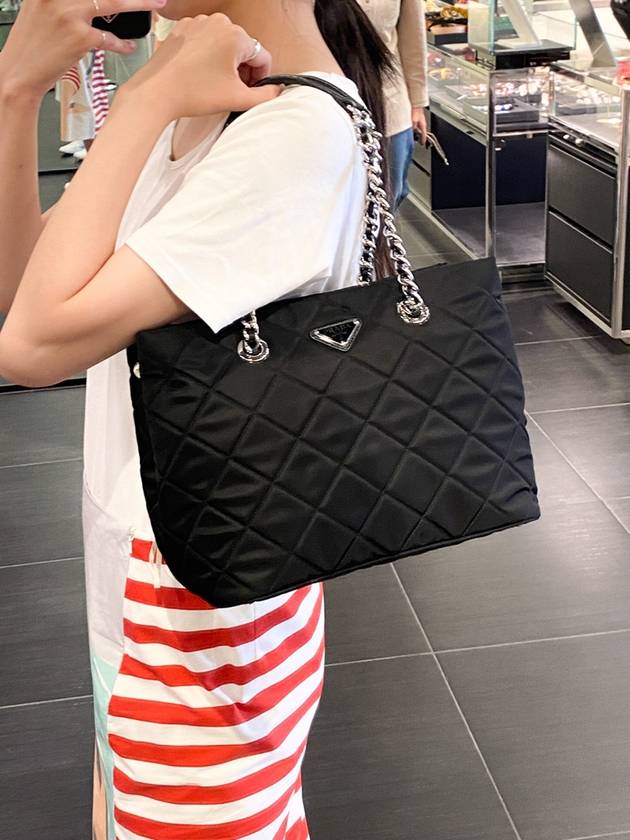 1BG017 Black Chain Quilted Shoulder Bag Tote - PRADA - BALAAN 10