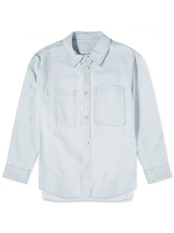 Back Logo Denim Cotton Long Sleeve Shirt Blue - WOOYOUNGMI - BALAAN 1