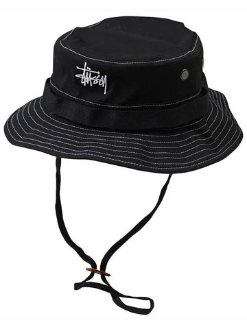 Contrast Topstitching Boonie Hat Black - STUSSY - BALAAN.