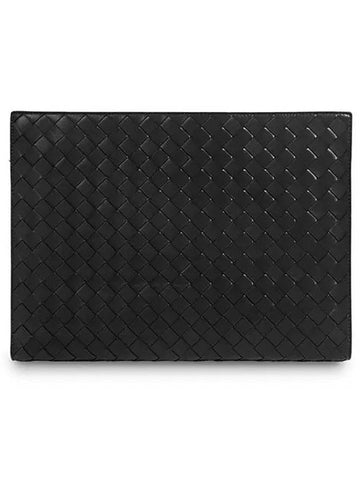 Intrecciato Document Case Clutch Bag Black - BOTTEGA VENETA - BALAAN 1