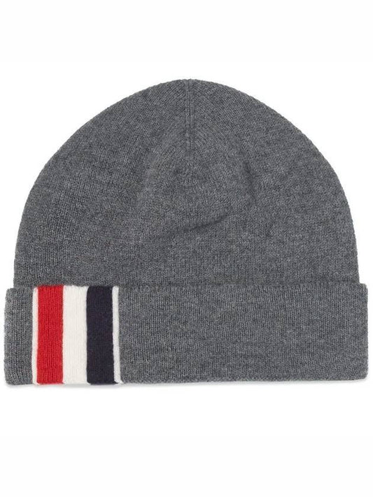 Striped Wool Beanie Gray - THOM BROWNE - BALAAN.