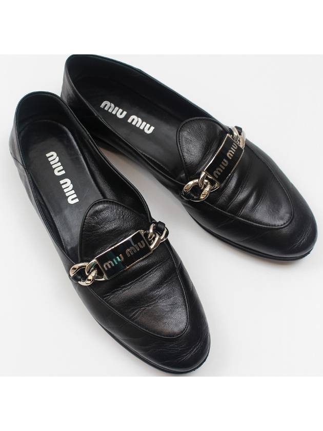 Logo plate leather loafers 5D866D size 38 - MIU MIU - BALAAN 1