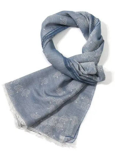 Floral Print Semi See Through Scarf Blue - MULBERRY - BALAAN 2