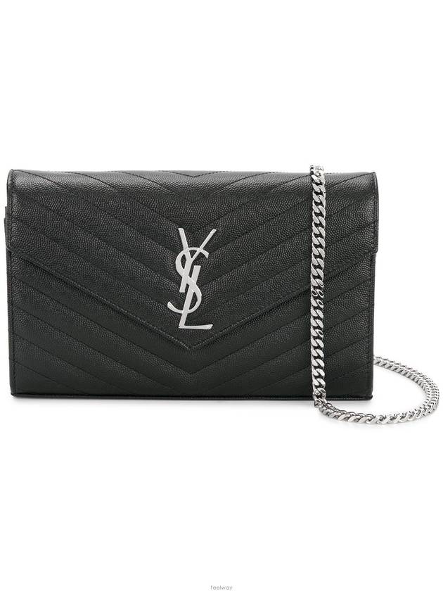 Cassandre Matelasse Chain Cross Bag In Grain de Poudre Embossed Leather Black - SAINT LAURENT - BALAAN 7