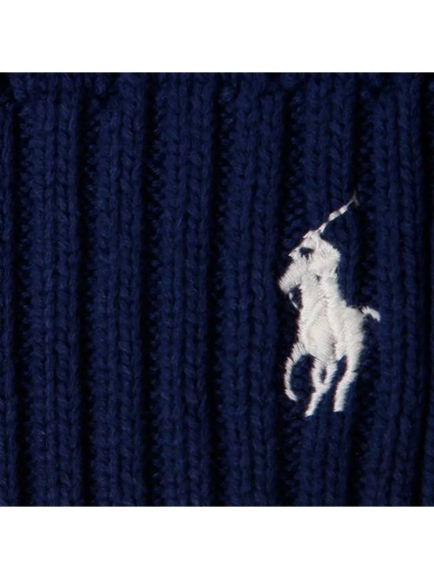 Embroidered Pony Logo White Muffler Navy - POLO RALPH LAUREN - BALAAN 5