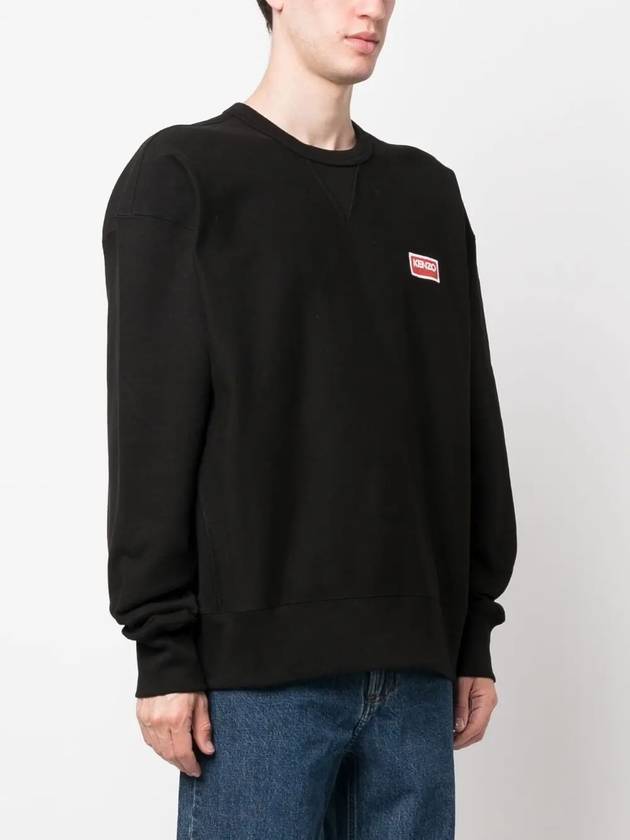 Paris Logo Crew Neck Cotton Sweatshirt Black - KENZO - BALAAN 3