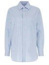 Striped Cotton Poplin Monogram Long Sleeve Shirt Blue - SAINT LAURENT - BALAAN 2