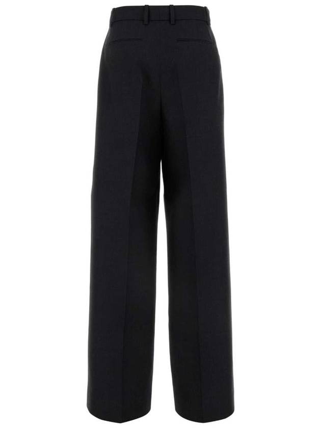 Wool Gabardine Wide Pants Dark Grey - GUCCI - BALAAN 3