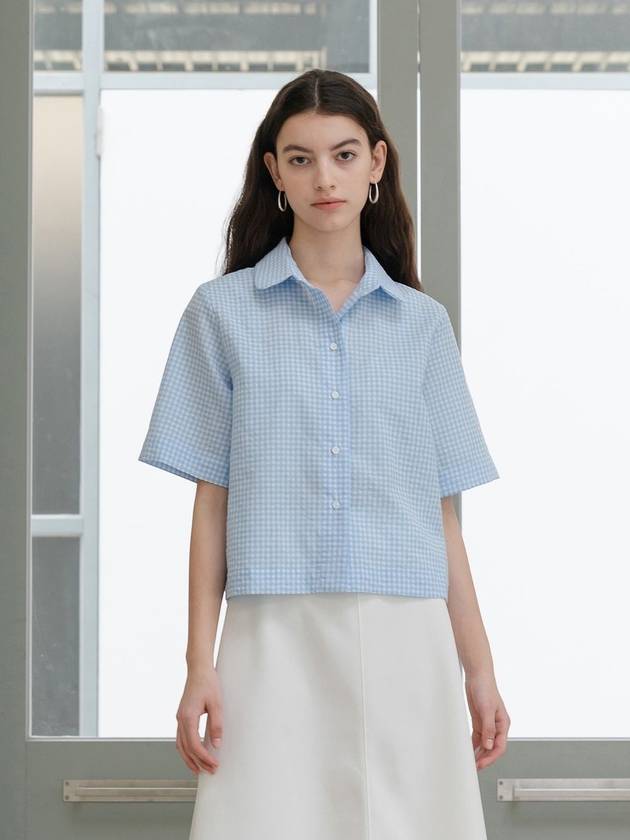 Blue Gingham Basic Shirt - YOUNESS - BALAAN 1