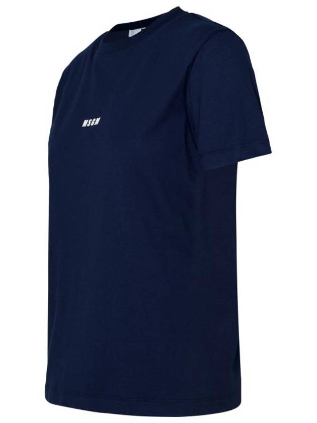 Micro Logo Cotton Short Sleeve T-Shirt Navy - MSGM - BALAAN 3