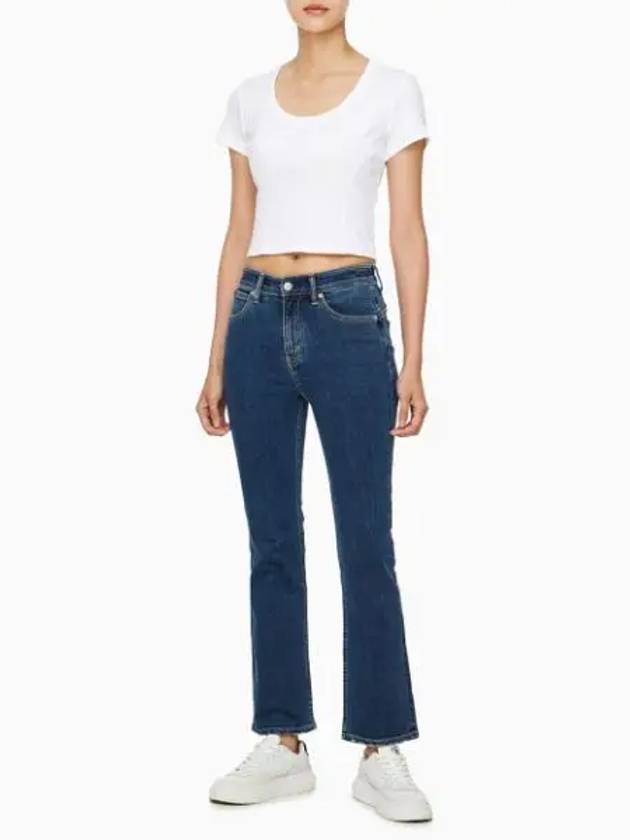 JEANS Women s White Ribbed Open Back Crop Top J224341 YAF - CALVIN KLEIN - BALAAN 2