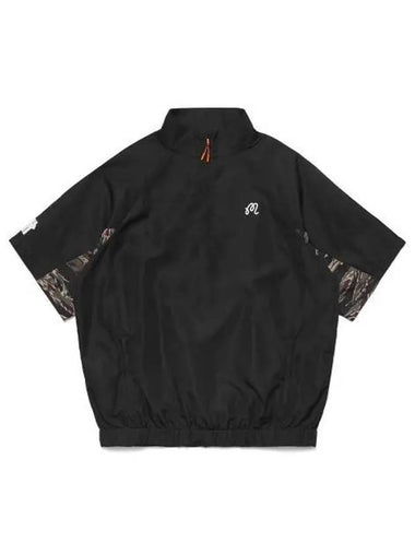 MALBON UNDEFEATED Windproof Short Sleeve Anorak BLACK MAN - MALBON GOLF - BALAAN 1