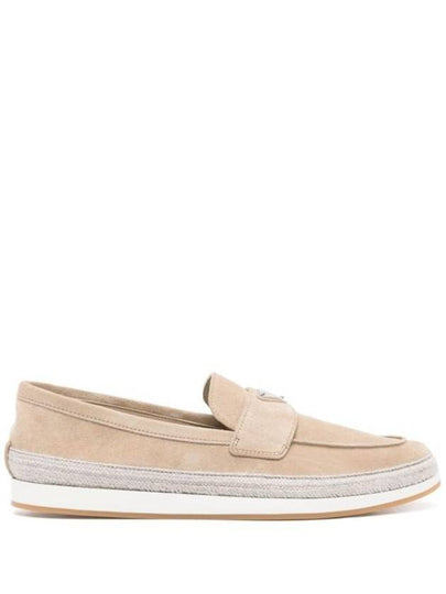 Triangle Logo Suede Loafers Beige - PRADA - BALAAN 2