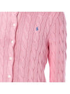 Women's Embroidered Logo Pony Cable Cardigan Pink - POLO RALPH LAUREN - BALAAN 5