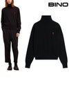 Men's Heart Logo Wool Turtleneck Black - AMI - BALAAN 2