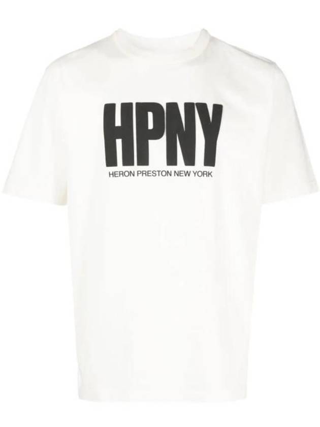 Logo Print Short Sleeve T-Shirt White - HERON PRESTON - BALAAN 1