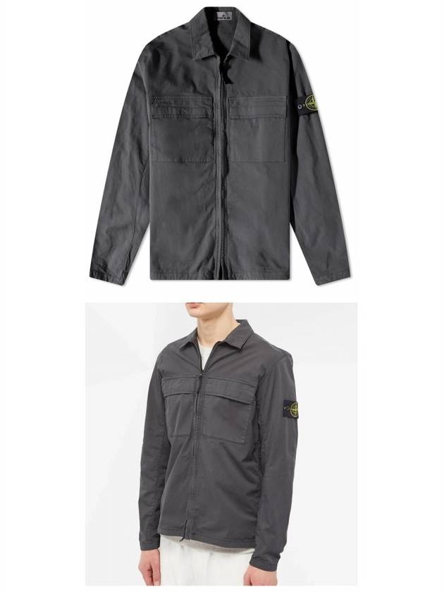 Wappen Patch Double Pocket Cotton Zip-Up Jacket Charcoal - STONE ISLAND - BALAAN 5