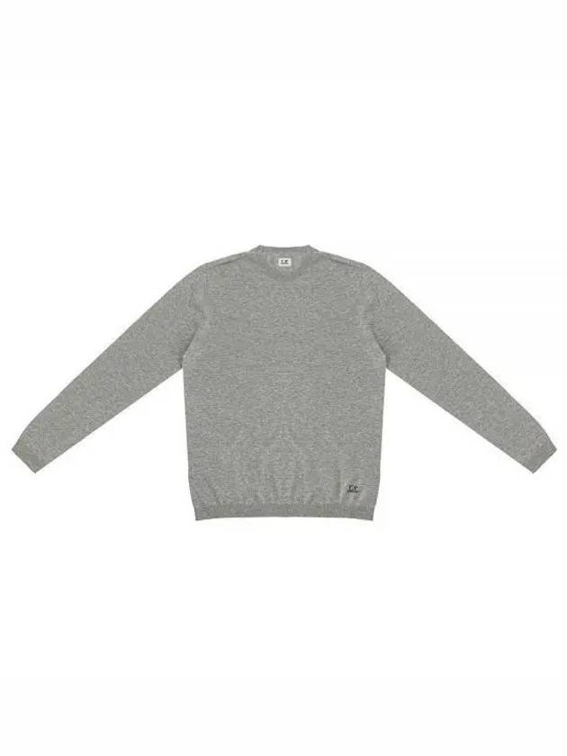 Mini Logo Patch Crew Neck Knit Top Grey - CP COMPANY - BALAAN 2