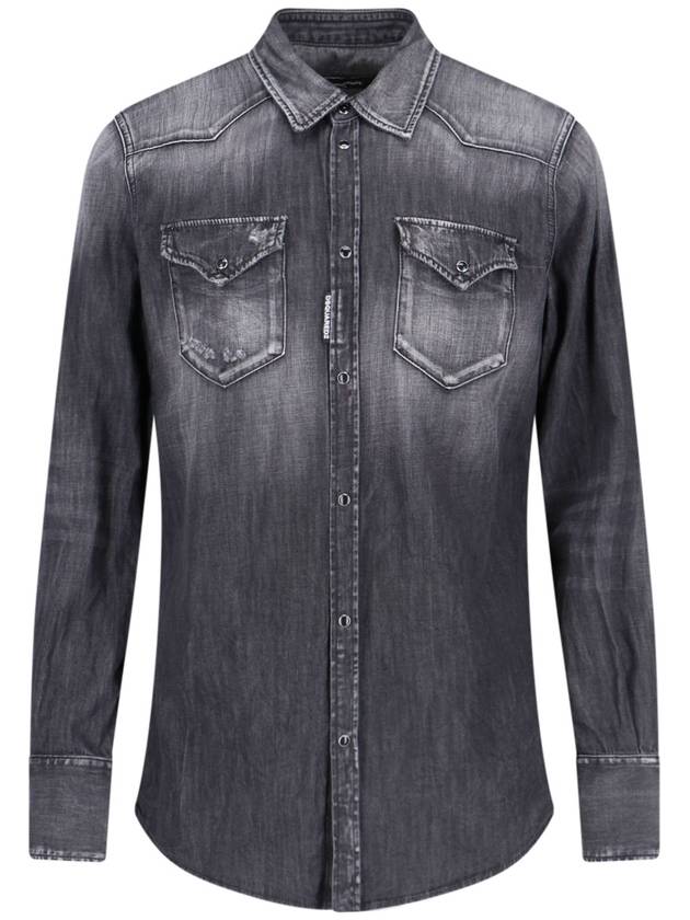 Denim Long Sleeve Shirt Black - DSQUARED2 - BALAAN 2