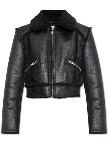 STAND STUDIO Shearling Coat Nyrah, Women's, Black - STAND STUDIO - BALAAN 1