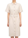 Women's Belt Wool Blend Midi Dress Beige - THEORY - BALAAN 2