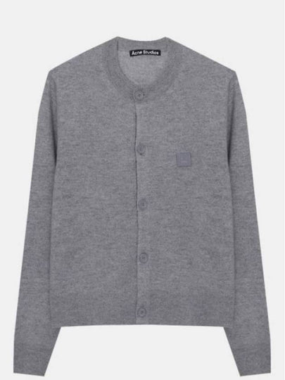 Face Patch Crop Cardigan Grey - ACNE STUDIOS - BALAAN 2