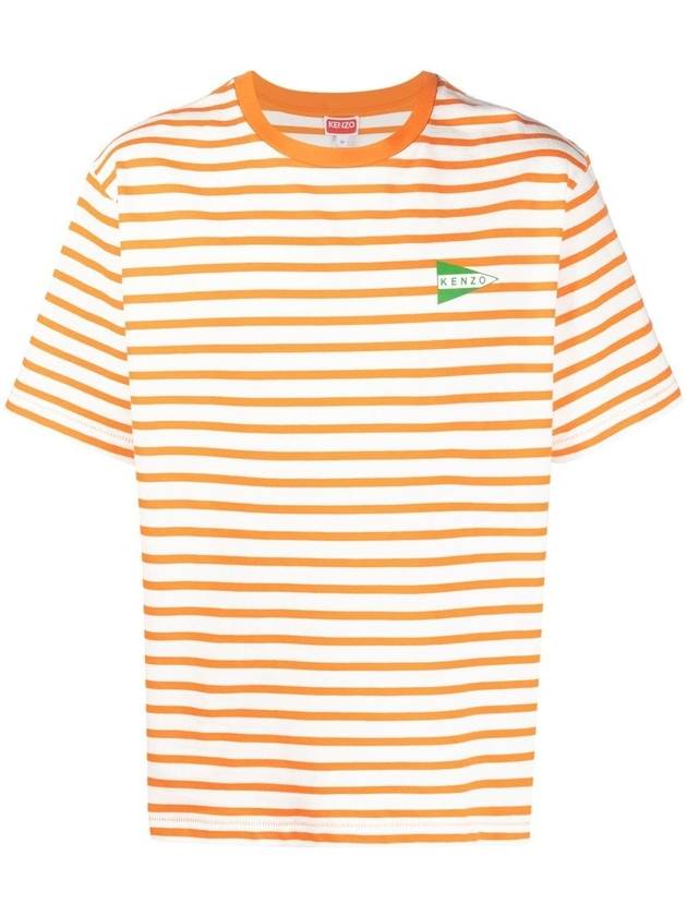 Nautical Stripes Oversized Cotton Short Sleeve T-Shirt Orange - KENZO - BALAAN 2