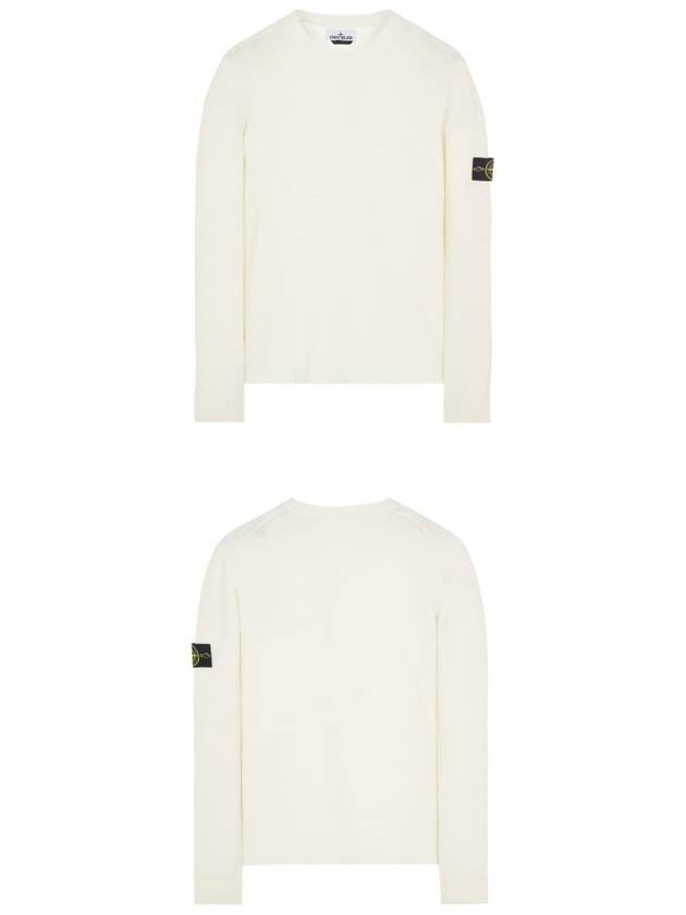 Men's Wappen Patch Crew Neck Wool Knit Top Ivory - STONE ISLAND - BALAAN 6