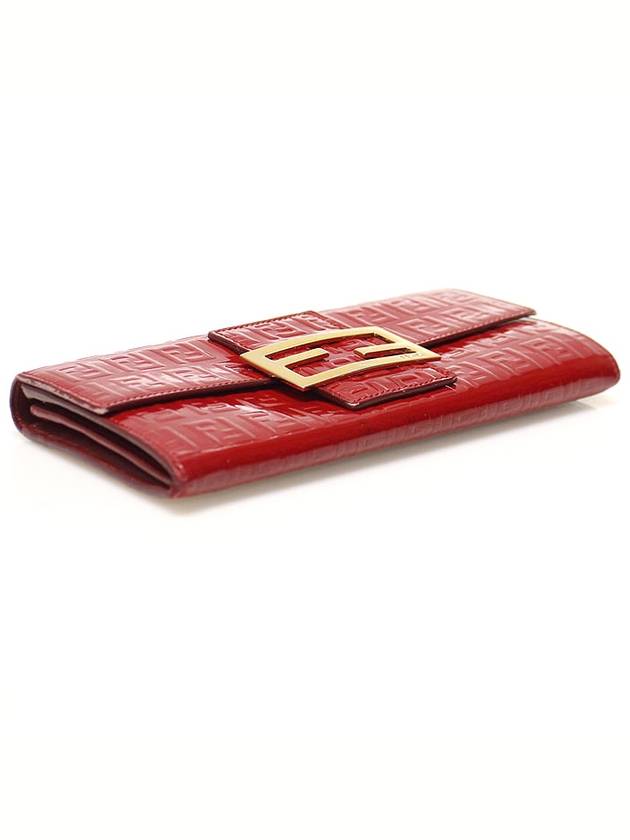 8M0021 Red Patent FF Logo Zucchino Long Wallet - FENDI - BALAAN 4