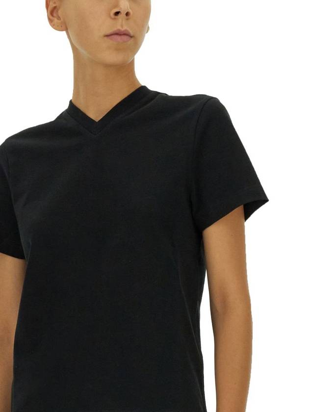 V-neck cotton t-shirt black - BOTTEGA VENETA - BALAAN 5