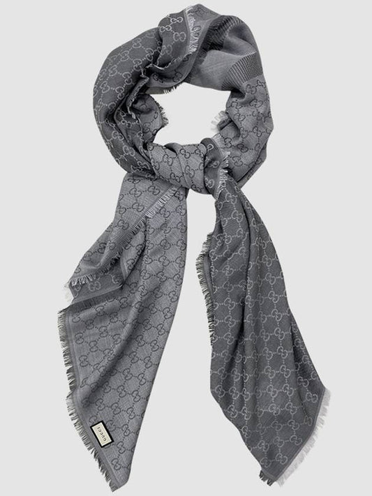 Wool square muffler GG jacquard gray 281942 - GUCCI - BALAAN 2