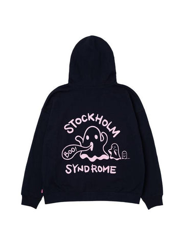 Men's Ghost Print Hoodie Navy - STOCKHOLM SYNDROME - BALAAN 1